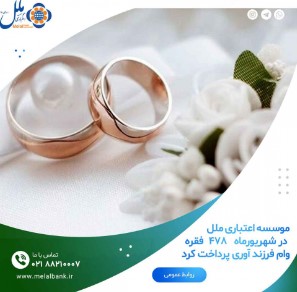موسسه اعتباری ملل در شهریورماه ۳۳۹ فقره وام ازدواج پرداخت کرد موسسه اعتباری ملل در شهریورماه ۳۳۹ فقره وام ازدواج پرداخت کرد